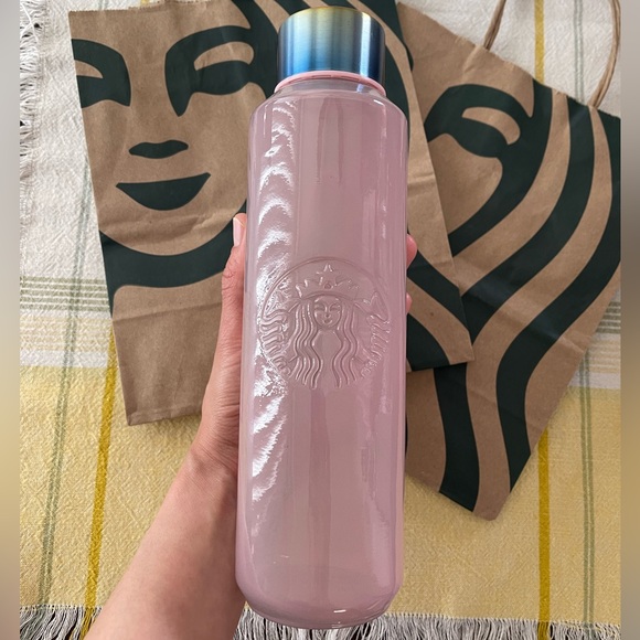 Starbucks Kitchen Starbucks Recycled Glass Water Bottle Rose Pink Poshmark